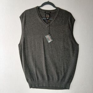 NWT Jos A Bank Traveler Sweater Vest Mens Large 100% Pima Cotton Gray #563